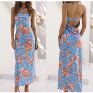 Hello Molly Highway To Heaven Blue Floral Maxi Dress Medium